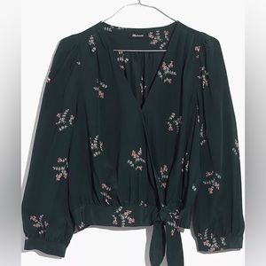 Madewell Silk Wrap Top in Wild Botanic